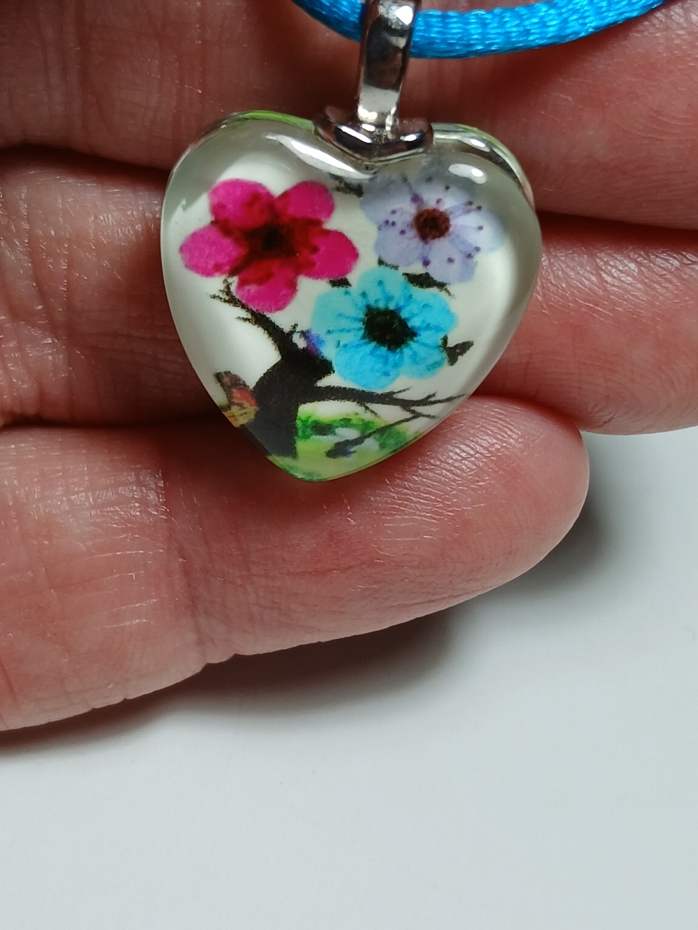 Handmade In Yucatan Mex - Floral Heart Pendant Necklace